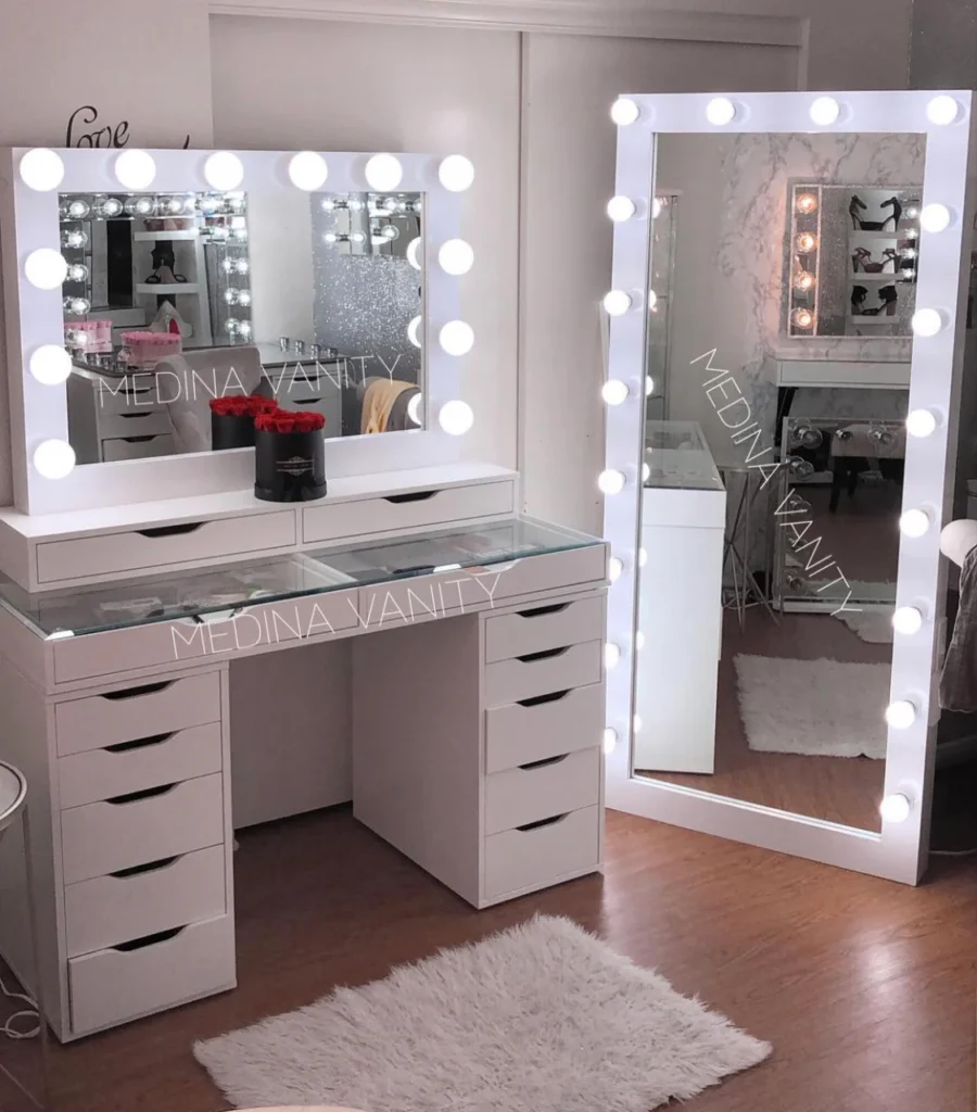 Full-Length Mirror Makeup Station