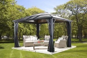 dark gray metal gazebo