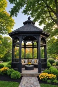 elegant black octagonal garden custom gazebo